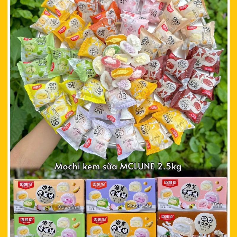  THÙNG 1KG 13 Vị Bánh Mochi Kem Sữa MCLUNE MIX Vị Sầu Riêng Khoai Môn Xoài Đào Bơ Đậu Nành Đậu Đỏ SOCOLA Việt Quất Dâu Chanh Leo Chuối Cam Dâu Dừa Thơm Ngon - Ăn Vặt Nhà Cún banh keo 