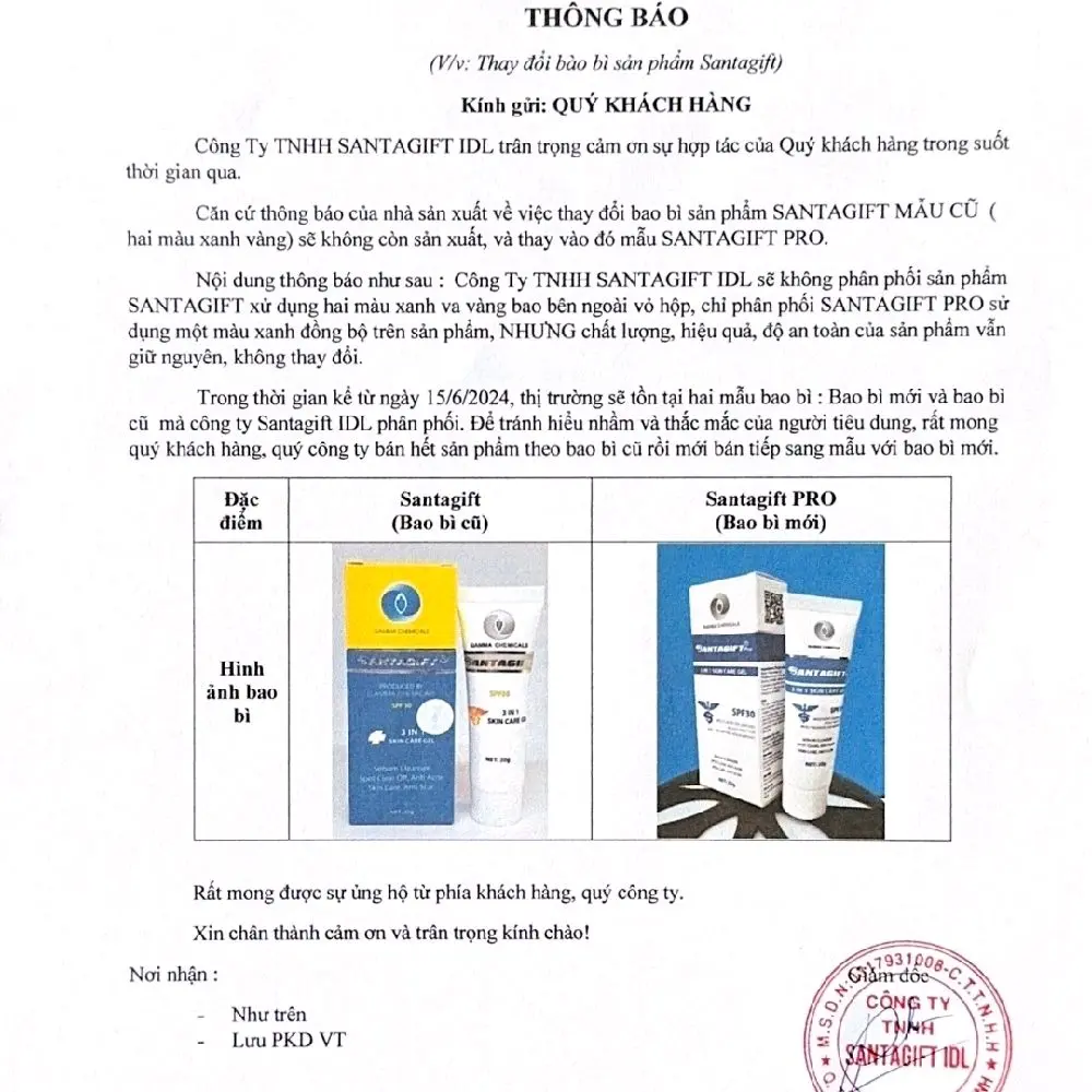 Kem Mụn Santagift 3in1 SPF30 - Hỗ Trợ Giảm Mụn - Mờ Thâm - 20g Chăm Sóc Da Skincare