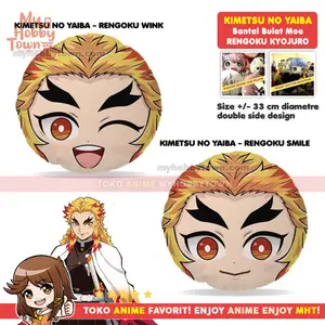 Bantal Bulat Kimetsu no Yaiba Demon Slayer : Rengoku Kyojuro Plushie Plush Doll