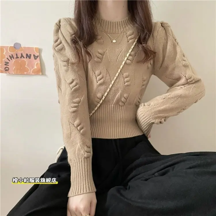 Áo Len Cổ Lửng Mùa Thu Và Mùa Đông Mới 2024 Đồ Len Cơ Sở Kiểm Soát Eo Cao Cấp Bên Trong Cho Nữ Áo Ngắn Sang Trọng