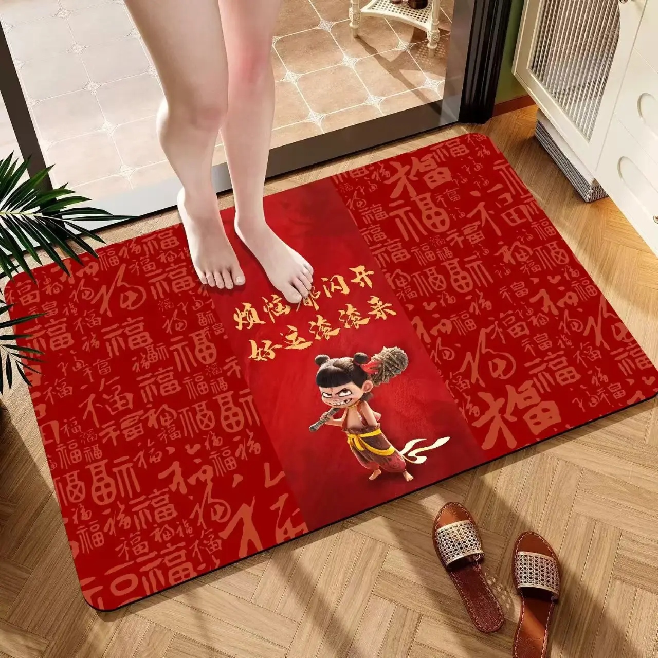 Thảm Trải Sàn Phòng Tắm Nezha, In 3D, Làm Bằng Đất Sét Địa Y, Chống Bụi Bẩn, Thấm Nước, Đệm Chân Chống Trượt, Thích Hợp Cho Cửa Phòng Tắm, Thảm Sấy Nhanh