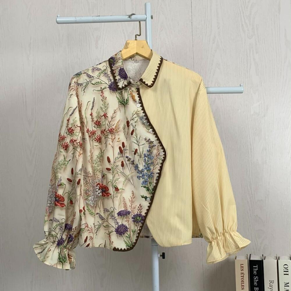 Asaya Atasan Kemeja Pakaian Wanita Motif Bergaris Mode Korea Terbaru