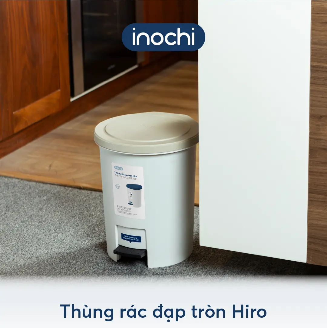 Thùng rác đạp tròn Inochi - 6/12L - cao cấp, tiện dụng, kèm ruột thùng rác