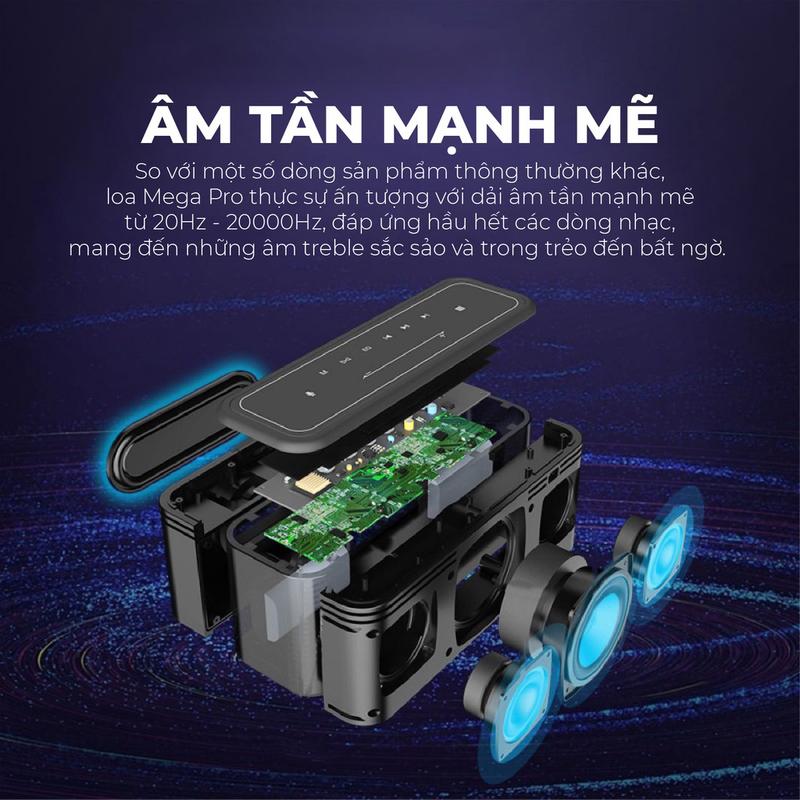 Loa Bluetooth Tronsmart Element Mega Pro Công suất 60W Với 2 Củ Loa Mid Bass Loa Nghe Nhạc Âm thanh nổi sống động kết hợp bass mạnh và sâu, Chuẩn Kết nối  Không Dây Wireless 5.0 thế hệ mới ổn Định - Bảo hành chính hãng 12 tháng 3