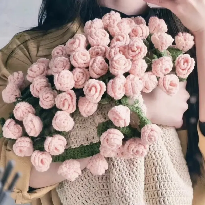 70cm Rose Lily of the Valley Flower Blanket Kit Crochet Gift for Girlfriend Boyfriend Handmade 4