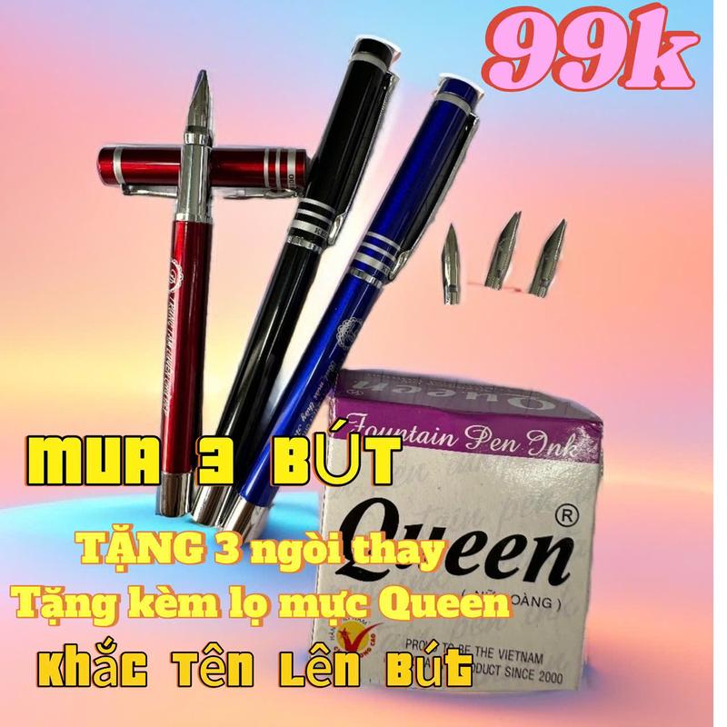[TẶNG KHẮC TÊN LÊN BÚT] Combo 3 Bút Máy Thầy Ánh 6100 TẶNG 3 Ngòi Thay TẶNG Lọ Mực TẶNG KHẮC TÊN LÊN BÚT THEO YÊU CẦU