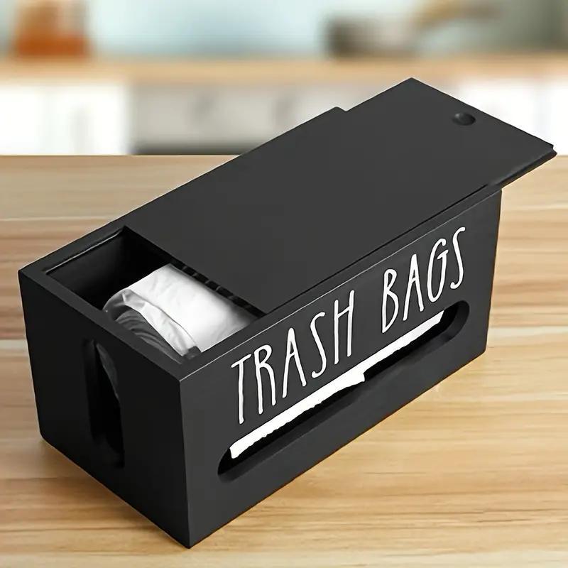 Product Introduction of Wooden Garbage Bag Storage Box, 1 Count Countertop Or Wall Mounted Garbage Bag Holder, Household Items Space Saving Kitchen Storage Box, Home Organizer for Kitchen 11