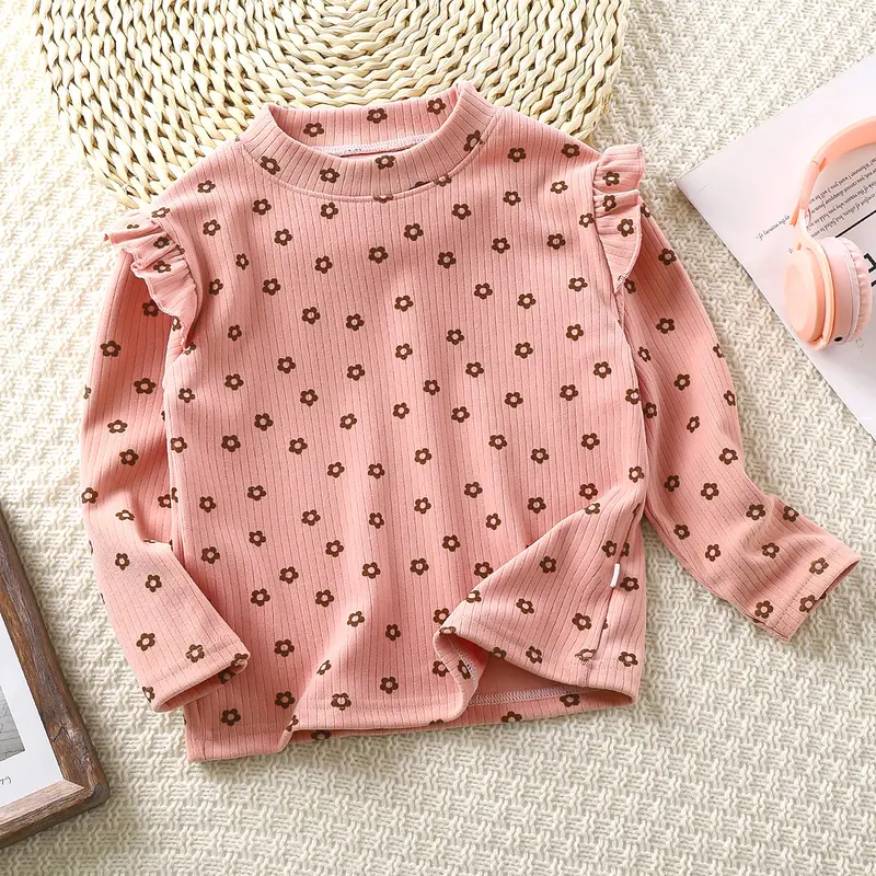 ByKiddos – Atasan Kaos Anak Perempuan Lengan Panjang Tangan Rampel Motif Lucu Gaya Modis 1