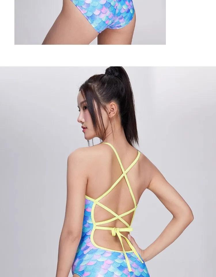 Maillot de bain une pièce d'entraînement athlétique pour femmes Maillot de bain de compétition à écailles de poisson pour la compétition_voghion.com