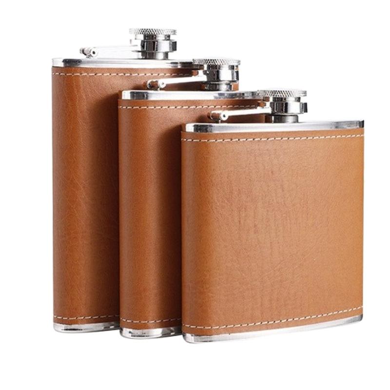 Product Introduction of nowso Drinkware Stainless Steel Hip Flask 6/7/8oz Leakproof Whisky Flagon Leather Wrap Wine Cup for Alcohol Wine 16