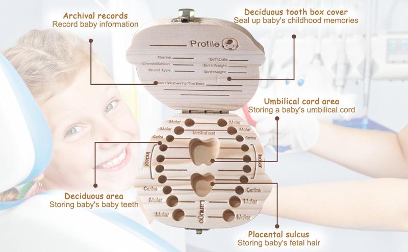 Product Introduction of Wooden Baby Teeth Storage Box Teeth Wooden Box Umbilical Cord Tooth Collection Box Infant And Toddler Souvenir Box 14