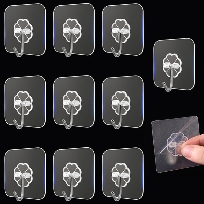 Product Introduction of Móc Tự Dính Bằng Thép Không Gỉ Trong Suốt, 10 Cái, Mạnh Mẽ, Móc Treo Chìa Khóa, Cho Nhà Bếp Và Phòng Tắm, Đa Năng, Thích Hợp Cho Cửa Và Tường, Đa Năng 19