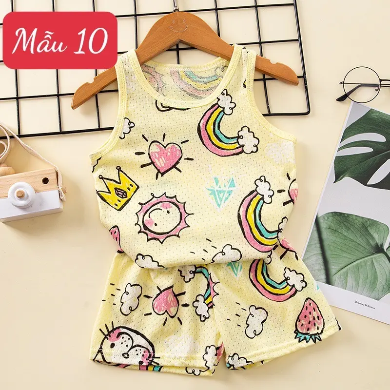 Set áo ba lỗ mùa hè cho các bé chất liệu cotton có lỗ thông thoáng 3
