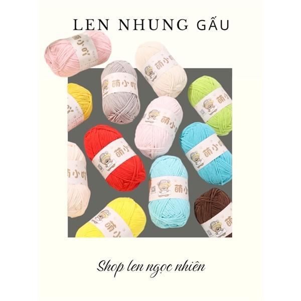 Len Nhung Gấu mềm mịn dùng đan móc khăn áo, mũ nón cho bé sơ sinh và người có da nhạy cảm crochet  noel