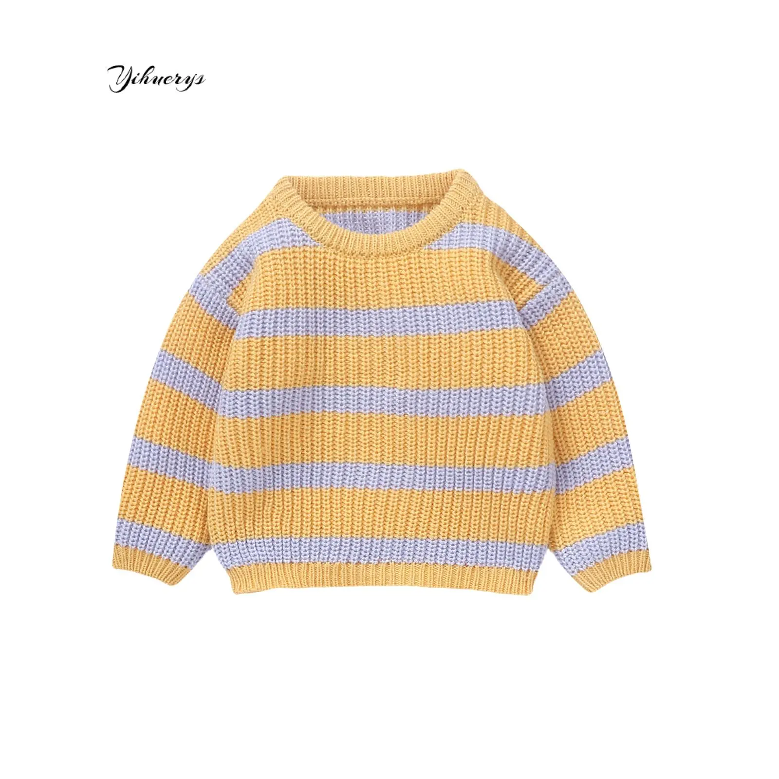 Newborn Baby Sweater Casual Stripe Print Warm Knitted Long Sleeve Pullover Infant Knitwear for Toddler