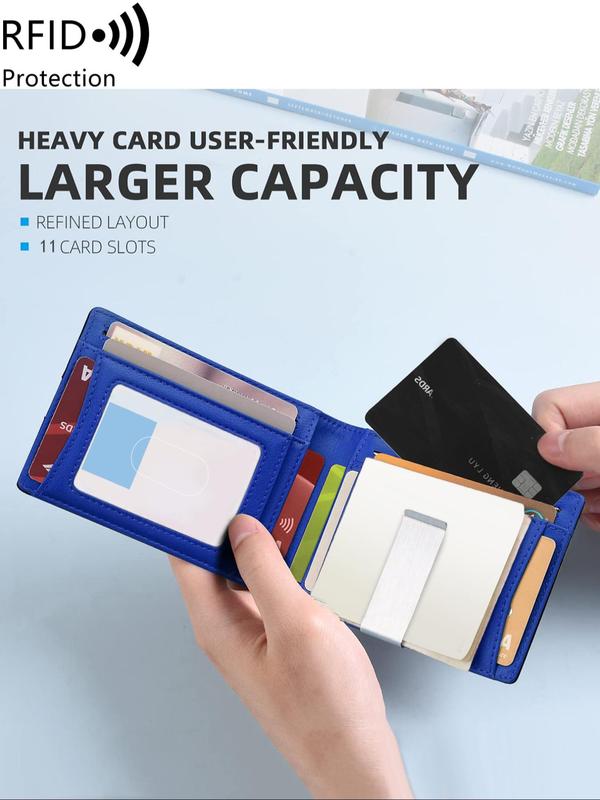 Men's Business Minimalist Fashion Bifold Wallet, Simple Plain Thin Multifunction Credit Card Holder, Trendy Rfid Wallet for Work & Daily Use As Gift for Men 8