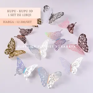 SFS - [1 SET ISI 12] KUPU FOIL HIASAN KUE TART DECORATION BIRTHDAY CAKE DEKORASI HIASAN DINDING HIASAN BUNGA KUPU KUPU