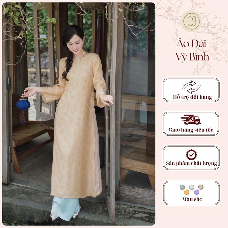 Áo Dài Nữ Vỹ Bình Áo Dài Tết Áo dài cách tân Áo Dài Trung Thu Áo dài ăn hỏi Áo dài truyền thống Chất liệu Tơ Crep Cổ Tròn Dáng Suông Tay Dài Kèm Quần Cayleo Design Áo dài nhiều màu Giao Hàng Siêu Tốc Hỗ Trợ Đổi Hàng Miễn Phí