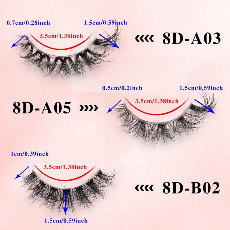 3D Fluffy False Eyelashes, 5 Pairs Wispy Cat Eye Faux Cluster Lashes, Natural Curling Eye Makeup Strip Lashes for Women & Girls Eye Makeup Enhancement 1
