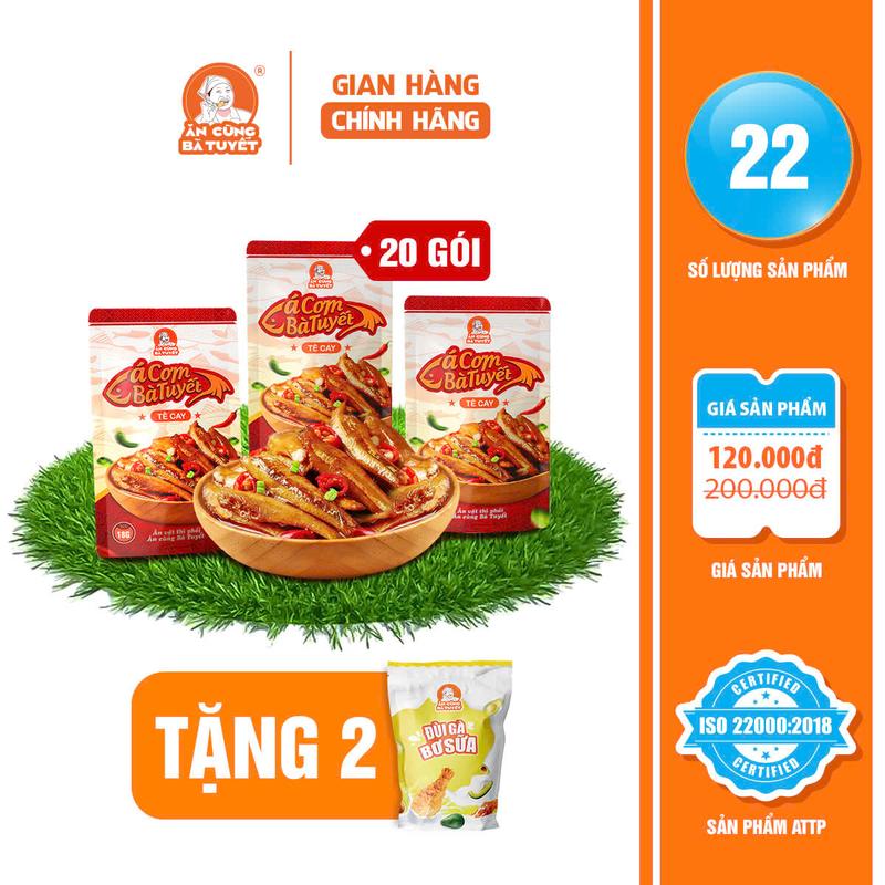 [ Tặng 2 bimbim ngẫu nhiên] Combo 20  GÓI snack CÁ CƠM BÀ TUYẾT tê Cay   Ăn Vặt - ĂN CÙNG BÀ TUYẾT