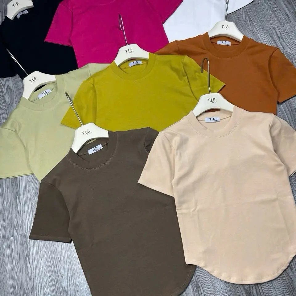 A6 áo borip vạt bầu tay ngắn nhiều màu hack eo Nữ Women Cotton Top Shirt