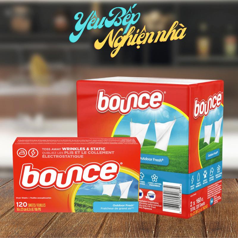 Giấy thơm quần áo Bounce hộp 120,160 tờ, giấy sấy thơm và làm mềm vải, hạn chế tĩnh điện vào mùa khô