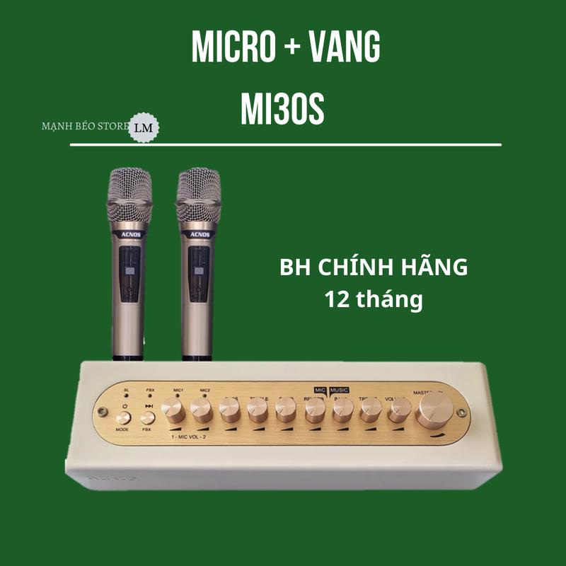  Micro liền vang số Acnos Mi30s ver 2   Tích hợp bluetooth + vang số chỉnh cơ + micro UHF chống hú trợ giọng  