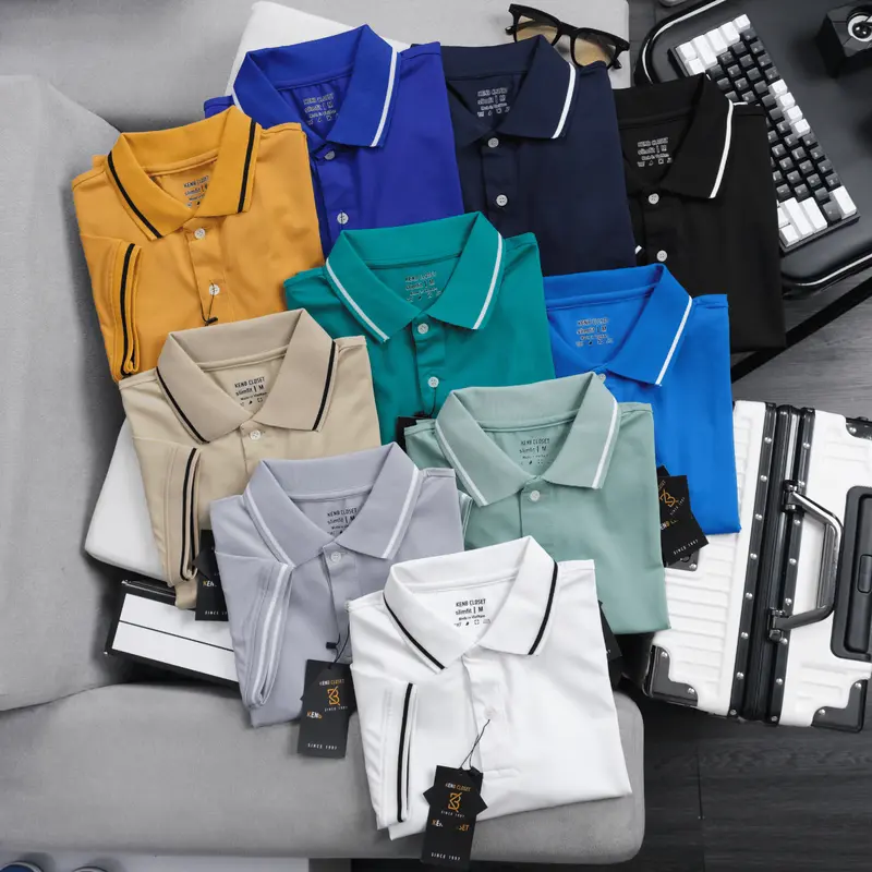 Áo thun nam POLO KENB cổ trụ ngắn tay vải cá sấu phối viền nhiều màu cao cấp thoáng mát mềm mại co giãn 0