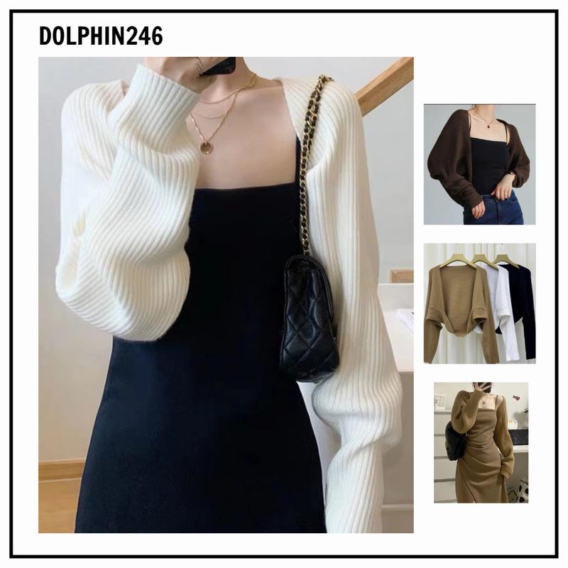 Áo khoác cardigan dệt kim áo khoác len cadigan croptop dáng ngắn cánh dơi dáng rộng thời trang cho nữ Women Nâu M185 K1-12