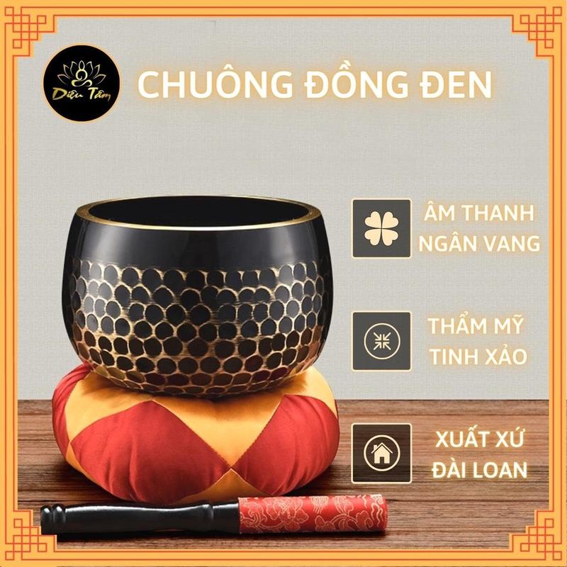 Chuông đồng tụng kinh niệm phật chuông đen Đài Loan đồ thờ cúng - shop Diệu Tâm