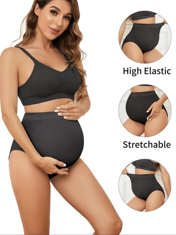 Maternity High Waist Seamless Underwear, Breathable Plain Panty for Daily Wear, Pregnant Summer Knicker Multipack, Pregnancy Supplies, Underwear for Women, Panties for Women, Prenatal Maternity Clothing 8