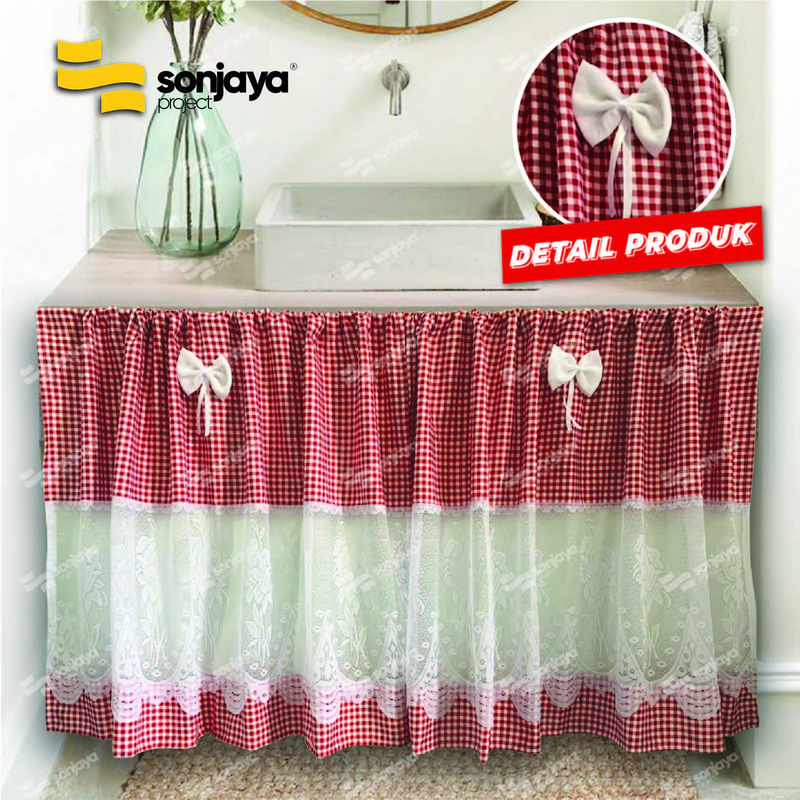 Gorden Kolong Dapur Kotak Renda Tengah 3