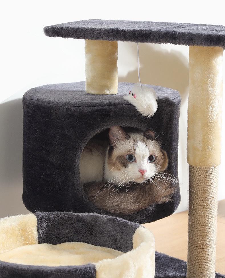 Product Introduction of Ready to ship 2-story cat condo, cat climbing frame ‼️ Cat condo, cat scratching post, cat bed, cat toys, cheap cat condo # P122. 5