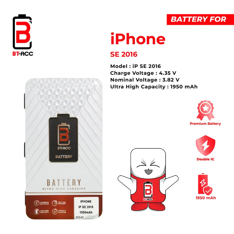 BT-ACC Battery Baterai Batre Ultra High Capacity For iPhone SE 2016 With 1950mAh