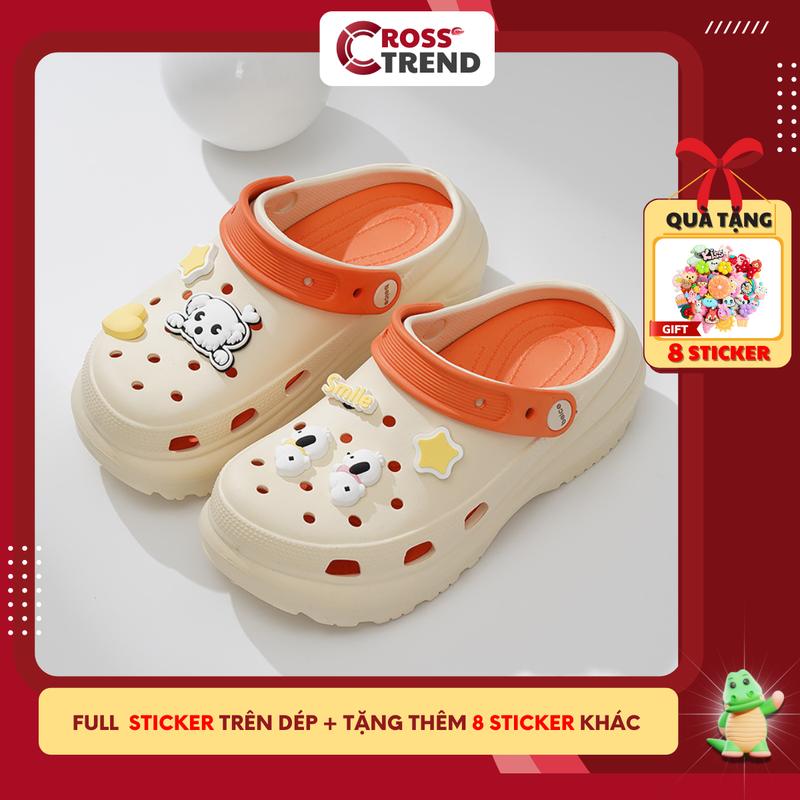 Dép cross nữ đẹp mới nhất 2025, Dép sục nữ sang chảnh CÚN SMILE full charm đế cao 6cm girl phố có quai hậu mềm êm nhẹ chân Shoes CROSS TREND