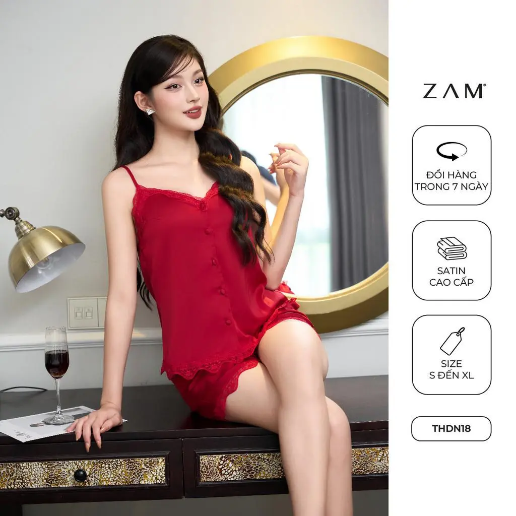 BỘ MẶC NHÀ SHE BY ZAM - THDN1 - BỘ HAI DÂY MÀU QUẦN ĐÙI MÀU TRƠN