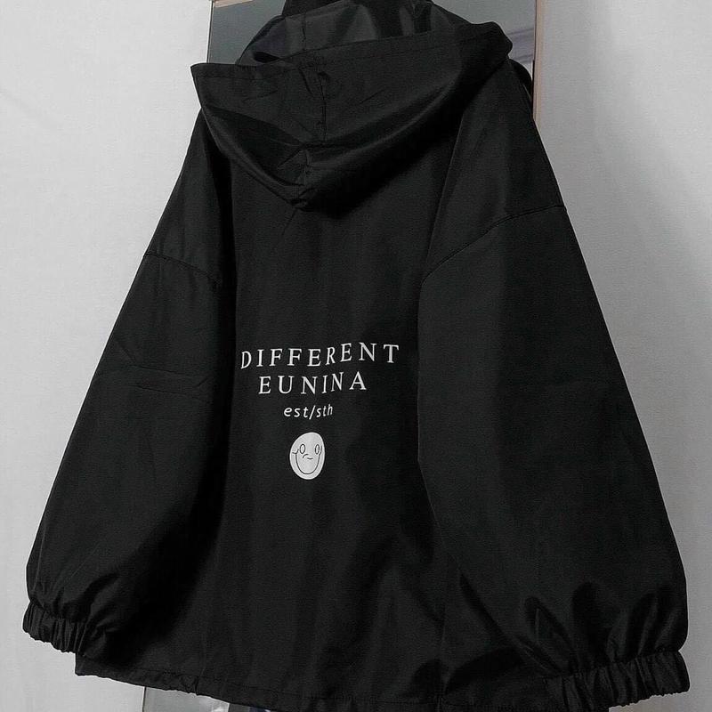 ÁO KHOÁC DÙ NÓN RỜI MẶT CƯỜI ĐEN XÁM VẢI DÙ 2 LỚP DÀY DẶN FORM RỘNG OVERSIZE NAM NỮ Menswear Jacket áo  chống