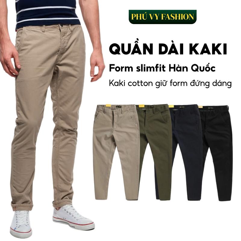  Quần dài nam kaki Hàn Quốc form slim fit trẻ trung Menswear Pants Có Túi Nhung Kem   QDHQ10   