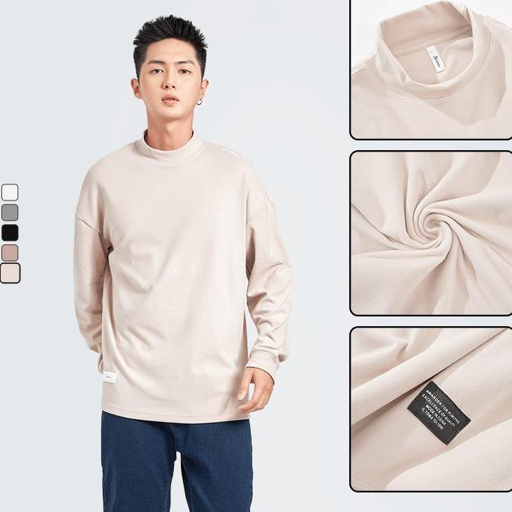 Áo Nỉ Nhung Giữ Nhiệt Nam Cổ 5 Phân ATINO L.5.7941 Menswear Đen Bi Tre a ogi
