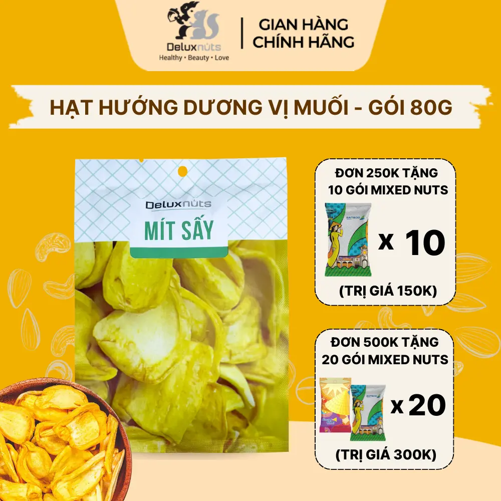 Gói Mít Sấy 40g Deluxnuts | Hạt Dinh Dưỡng, Snack Ăn Vặt (Gói 40g)