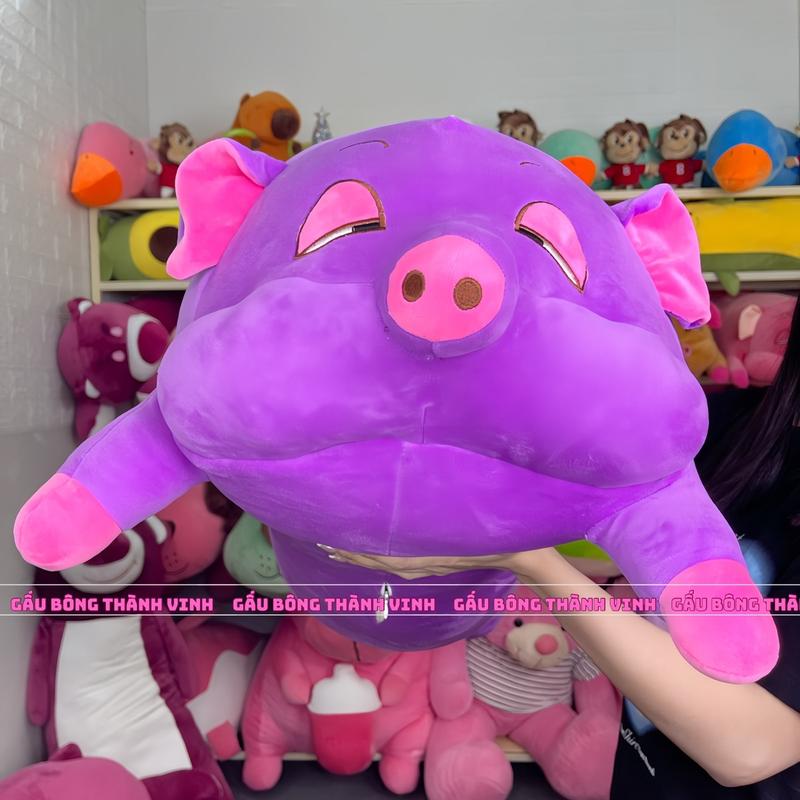 Gấu Bông Heo Mắt Híp 1m1 Màu Tím Siêu Cute Vải Miniso Mềm Mịn Thú Nhồi Bông Đồ Chơi Thú Bông