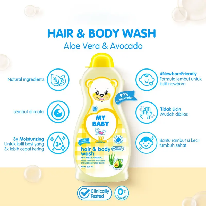 My Baby Hair & Body Wash 75ml+25ml - My Baby Sampo & Sabun Bayi 1