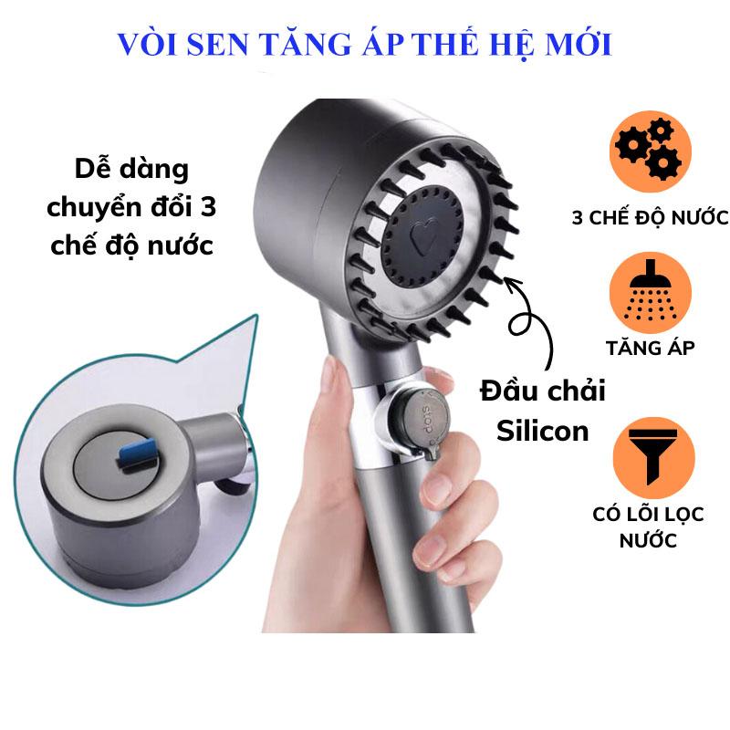 Vòi Hoa Sen Tăng Áp 3 Chế Độ - Đầu Vòi Hoa Sen Mát Xa Cao Cấp