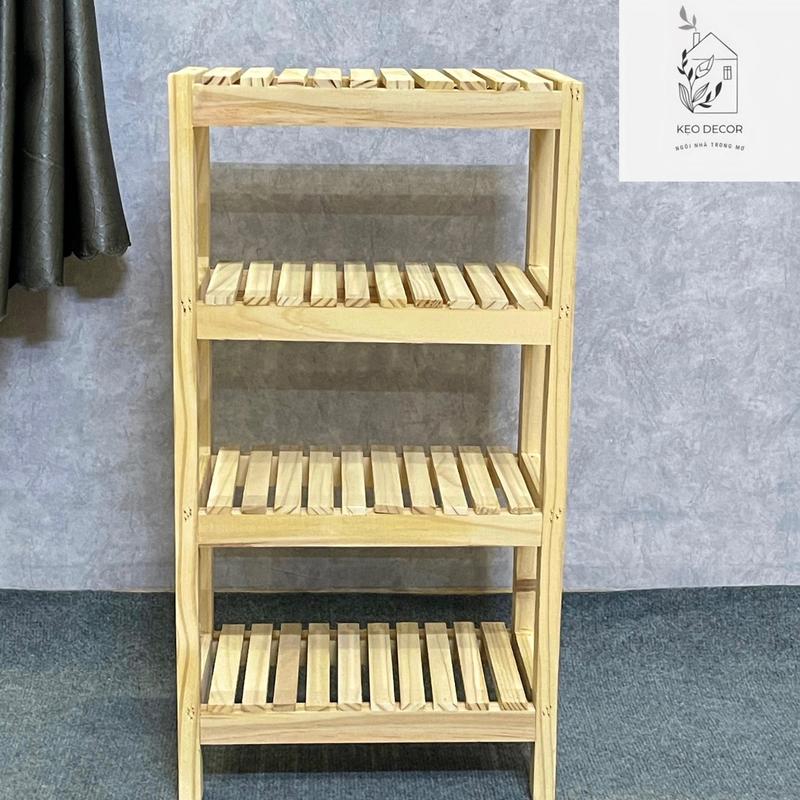 Kệ mini 4 tầng gỗ thông đựng sen đá, gia vị, mỹ phẩm
