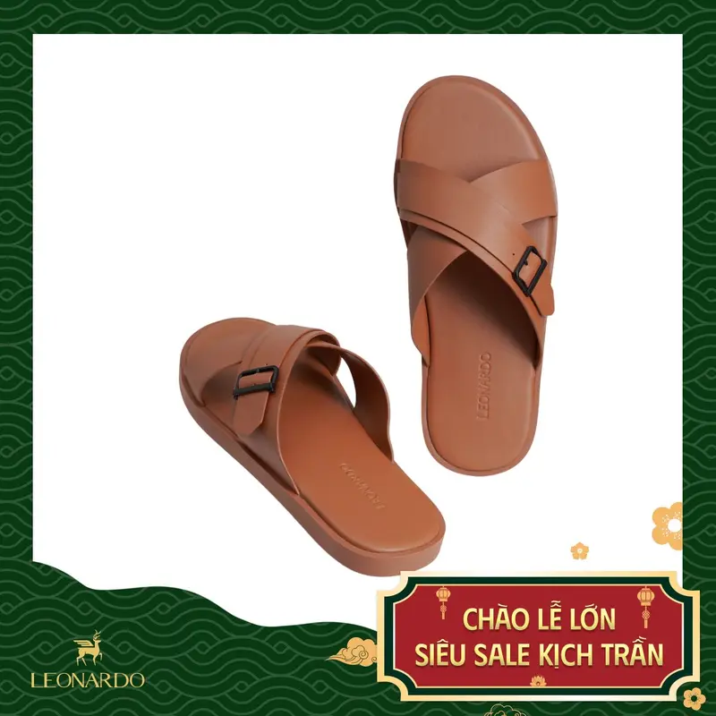 Dép Da Nam Leon Chất Liệu Microfiber Bền Bỉ Thương Hiệu LEONARDO 0