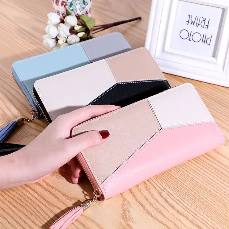 2025 New Girls Fashion Zipper Wallets Women's Long Purses Handbags Coin Purse Cards Holder PU Leather Billfold Wallet Case Bag