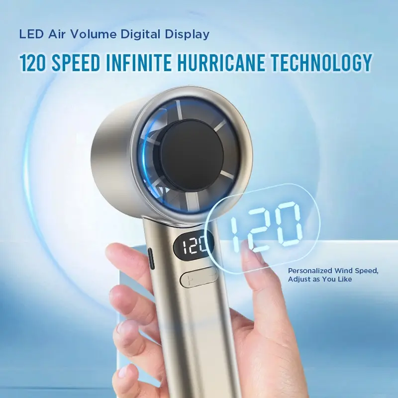 KINGLUCKY M11 Kipas Angin Mini Genggam Portable High Speed Mini Fan Adjustable Super Strong Wind with Smart LED Display 1