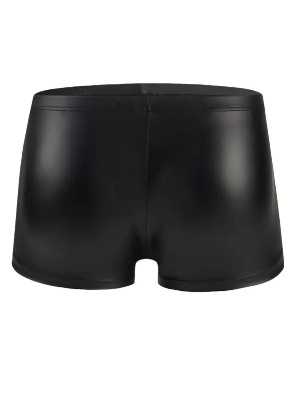 Men's Solid Color Zipper Fly Boxer Brief, Comfy Breathable Sexy Faux Leather Boxer Briefs for Daily Wear, Men's Underwear for All Seasons, Undergarments 3