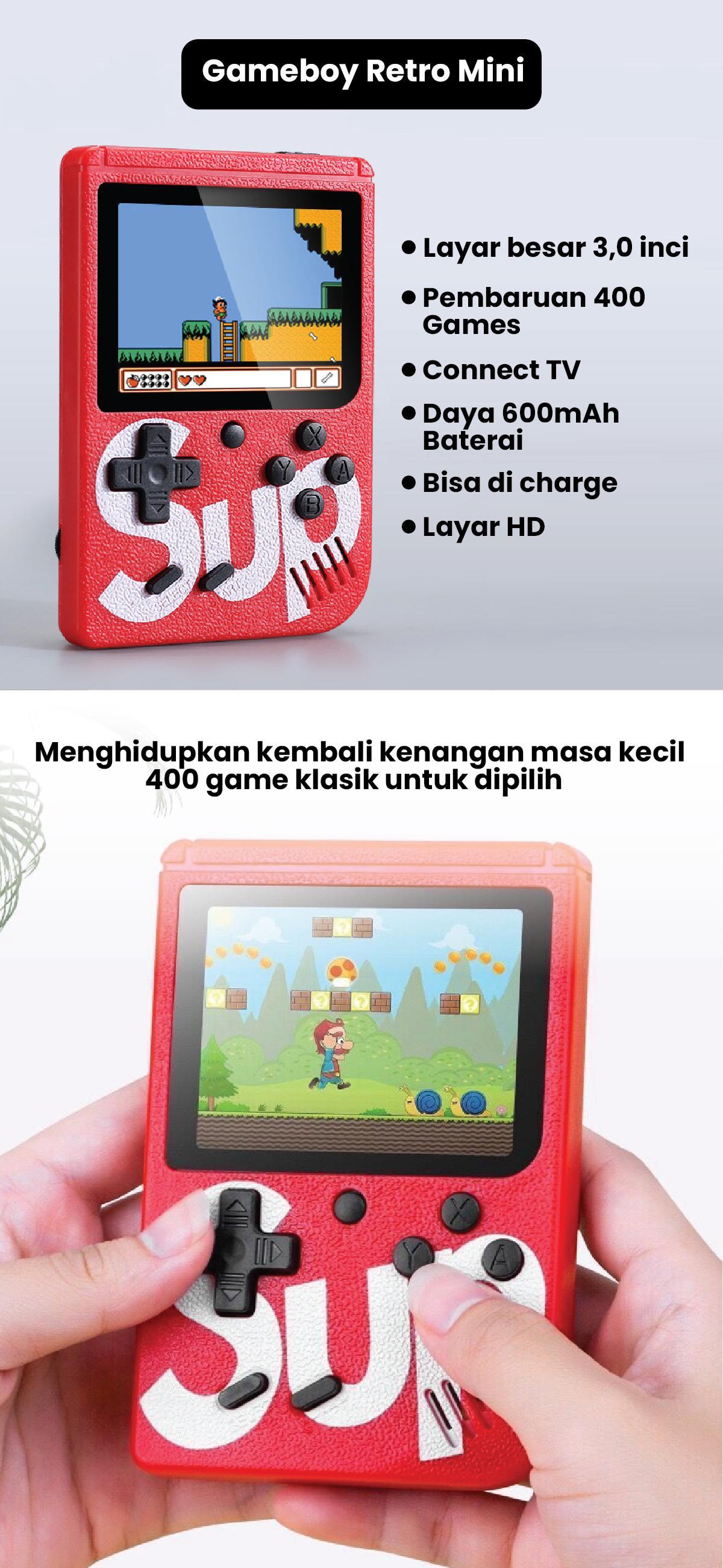 Game Boy Mini SUP LCD 3inch 400 Gamebot Box Permainan Retro Portable Mainan Anak