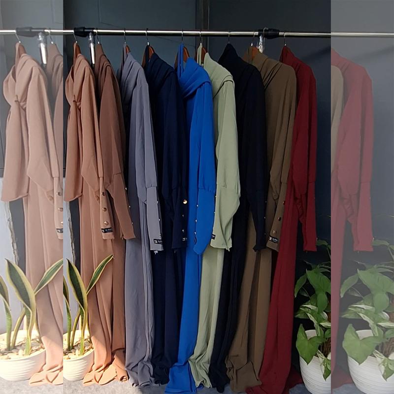 Jembarmuslim Asmah Set Gamis Syari Remaja Wanita Muslim Aesthetic Modis Exclusive Terbaru Crinkle Airflow Simple Casual Formal Wudhu Friendly Variasi  Warna Hitam Dress Basic Motif Panjang Outer Mewah Outer Mewah Kondangan 9